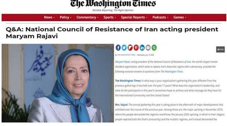  مصاحبه واشنگتن تایمز با رئیس‌جمهور برگزیده شورای ملی مقاومت ایران مریم رجوی 